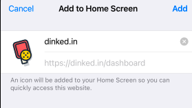 The Add to Home Screen screen with Add circled