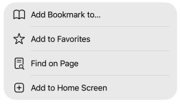 The expanded Share list with Add to Home Screen circled